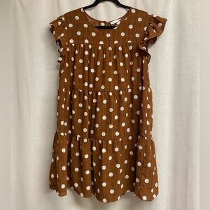 Brown polka dot mini dress